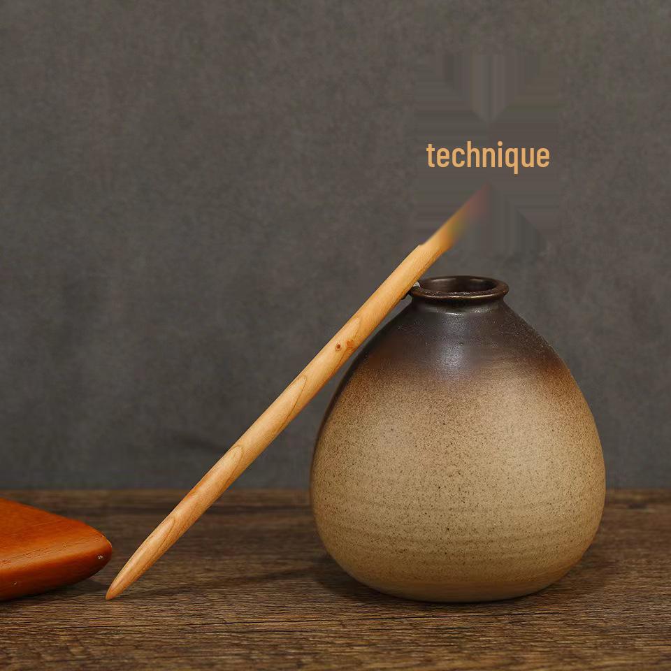 Peach Wood Double-Sided Carved Hairpin for Qipao Hanfu Updo - Ancient Style Accessory