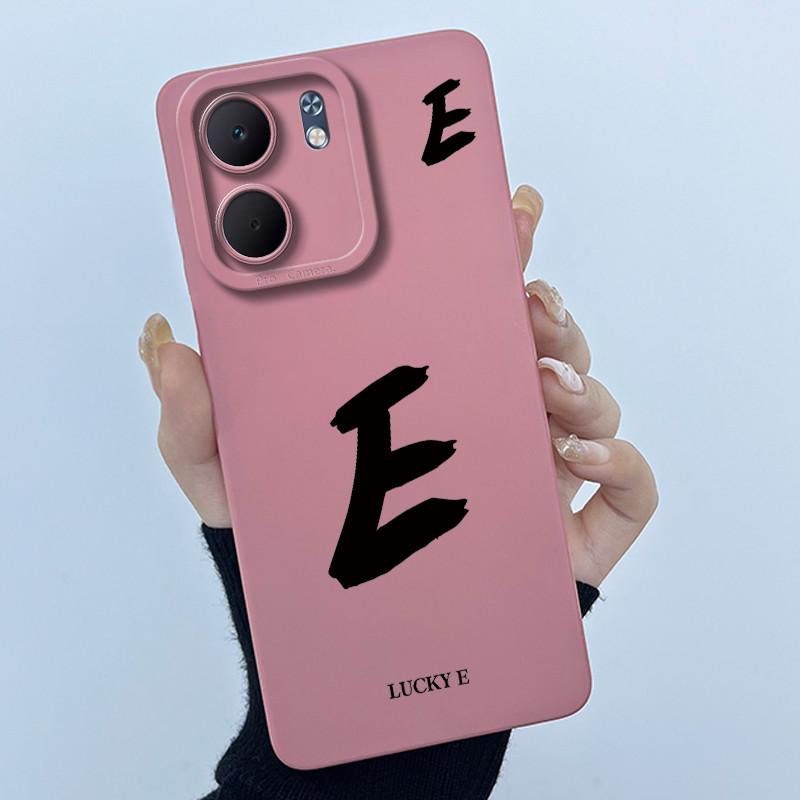 For OPPO A5x CPH2725 Cover Case Lucky Initial Letter Couple Silicone Soft Matte Phone Bumper for Oppo A5x 4G 5G 2025 Casing