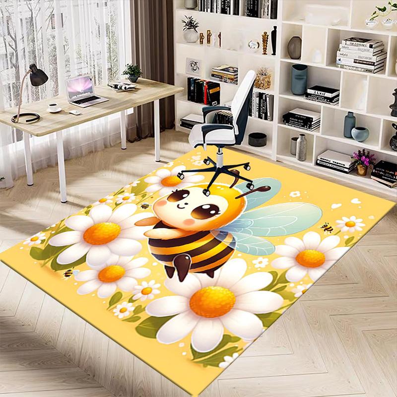 1PC Bee Flowers Extra Large Non Slip Floor carpet, Office, family, bedroom, Studio   Large Area Rug Indoor Rugs, , Vibrant Colors