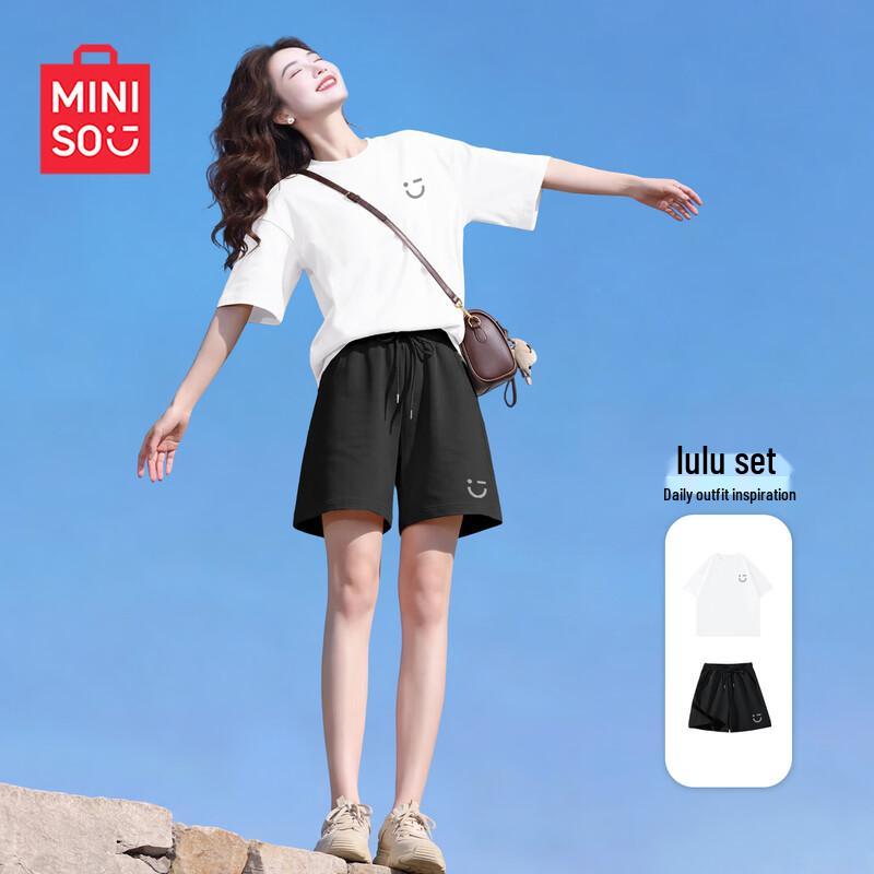 Женский летний хлопковый комплект MINISO с коротким рукавом и шортами XL