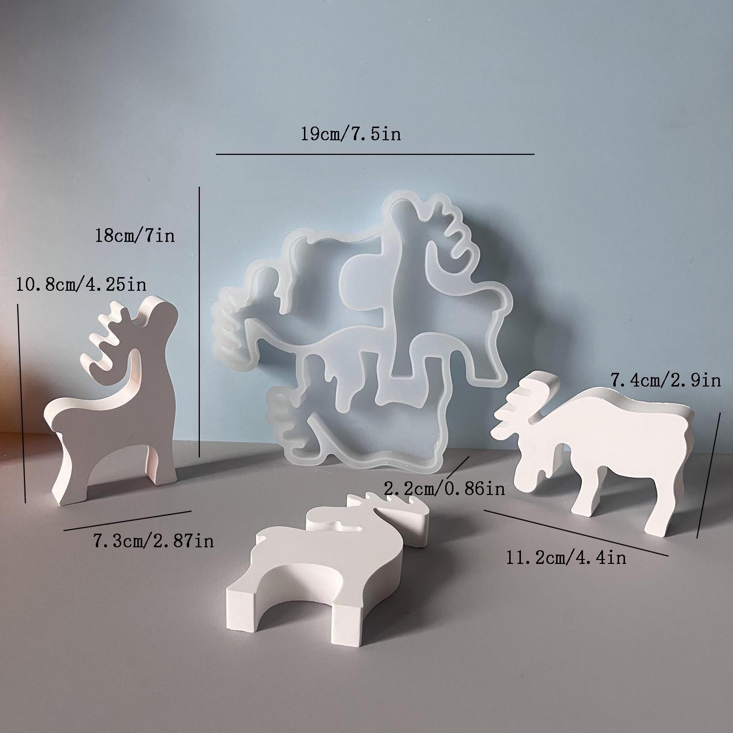 

3 отверстия форма для лося из силикона для DIY ручной работы 3D бетонный гипсовый орнамент ароматическая свеча смола рождественские поделки подарки