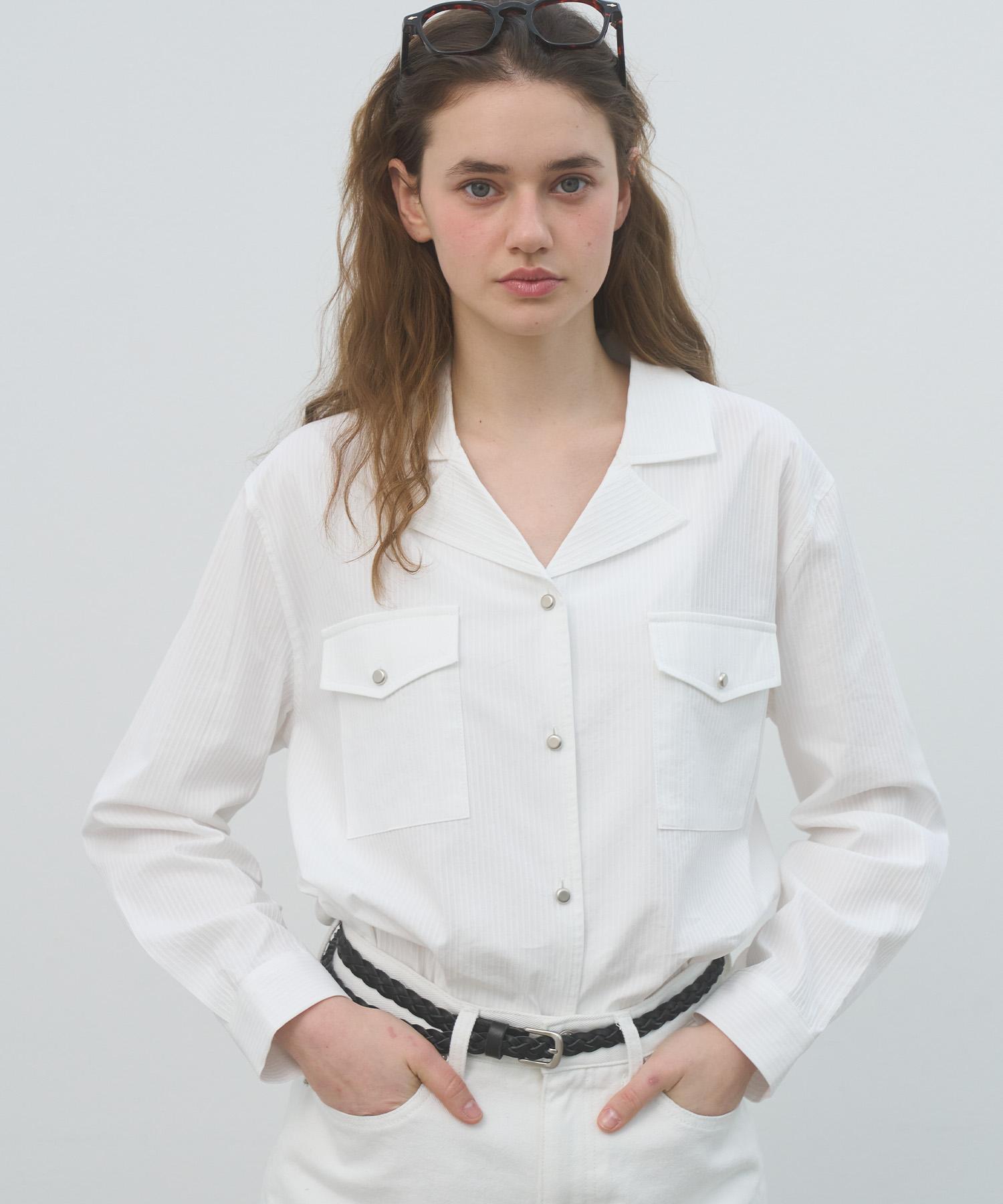 Soire (2Color)Pocket Collar Blouse Beige/Free