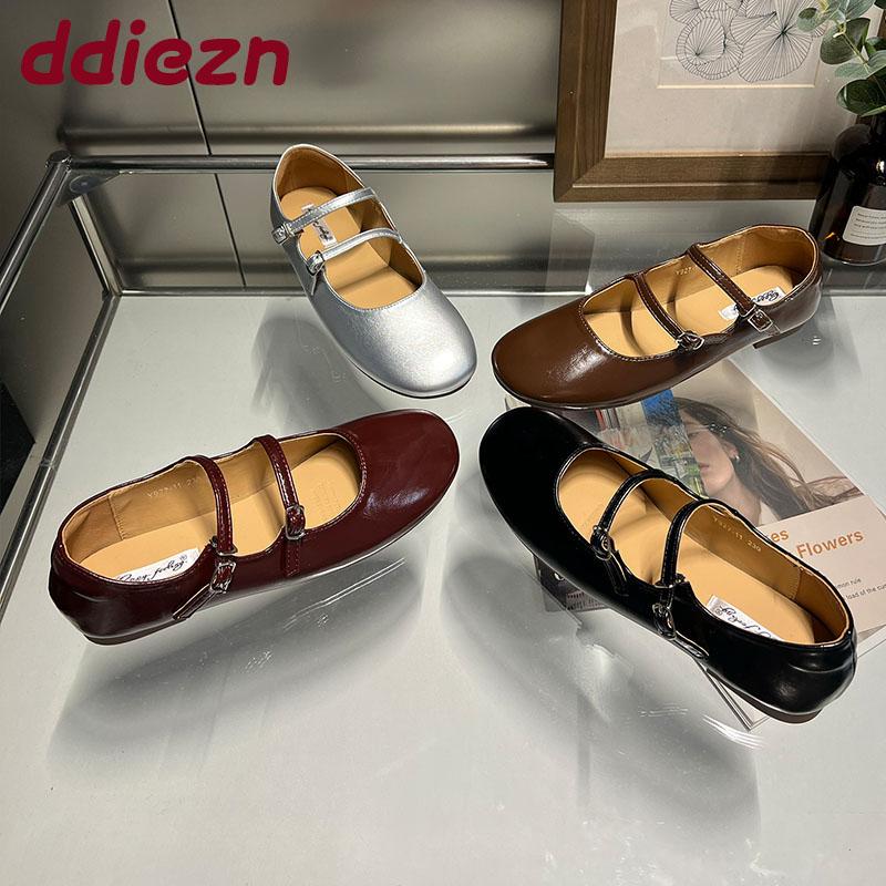 Fashion Fashion Buckle Strap Ladies Mary Janes Flats Shoes Female Round Toe Footwear Shallow Women Ballet Flats Dance Shoes lady