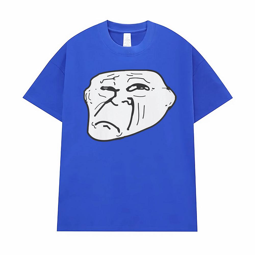 Sad Troll Face Funny Meme Graphic Tee Shirt Unisex Women Fashion Humorous Gift Tshirt Enthusiast Apparel Oversized Cotton T Shirts