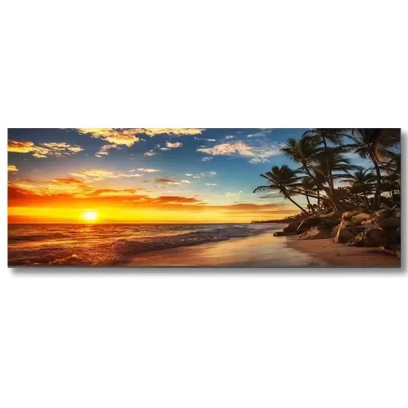 Lazy Beach Sunset Scenery Canvas Wall Art Painting Big Size Poster Print Palm Tree Wall Art Nordic Living Room Office Decor