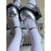 Korean version of Mary Jane shoes 2025 new thick heel silver bow JK single shoes light mouth girl round head small leather shoes