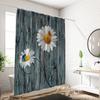 1 Piece Of 180X180Cm Wooden Board With Daisy Pattern Printed Shower Curtain Partition, Waterproof And Mold Resistant