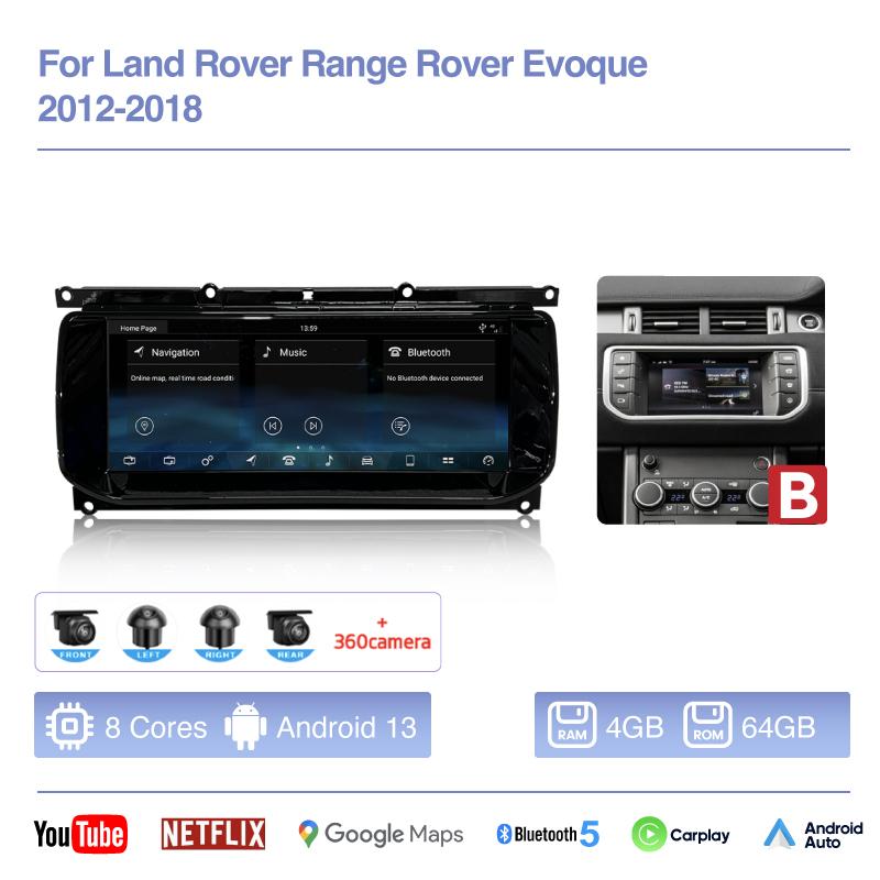 10.25" Car Multimedia Video Player For Land Range Rover Evoque 2012-2018 GPS Navigation Radio Android12 8+256G CarPlay 4G Host