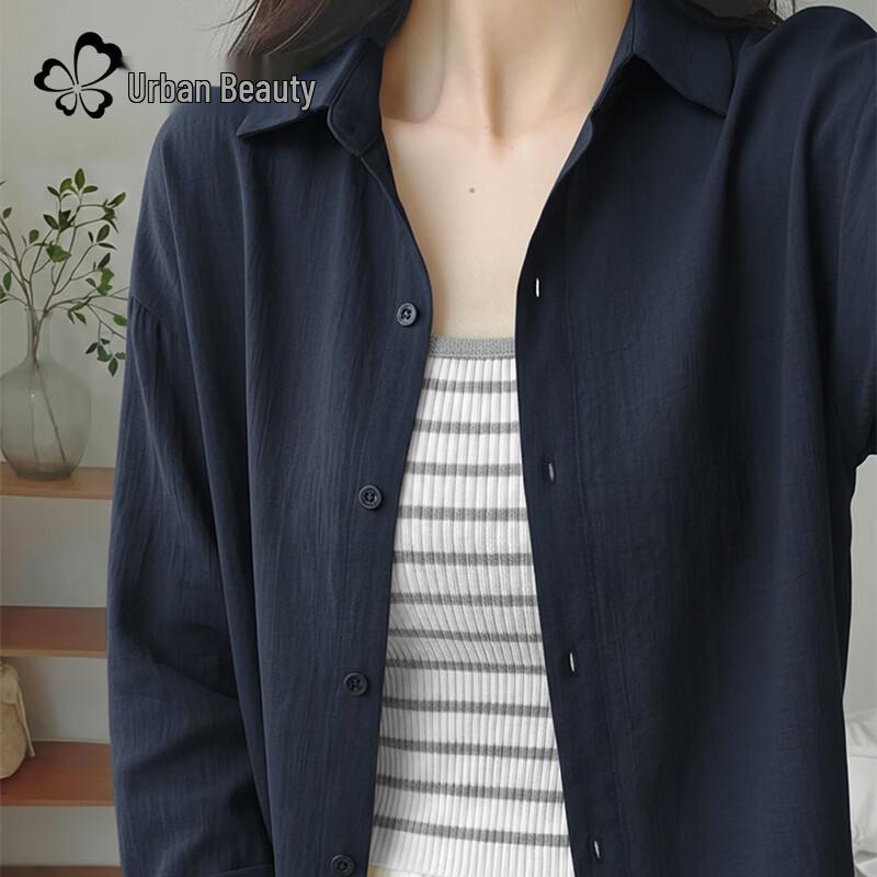 

Women s Linen Blend Casual Shirt L