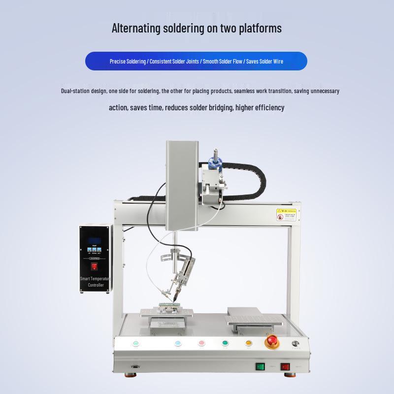 Dual-Head PCB Automatic Solder Paste Dispenser and Dual-Station Desktop Soldering Machine