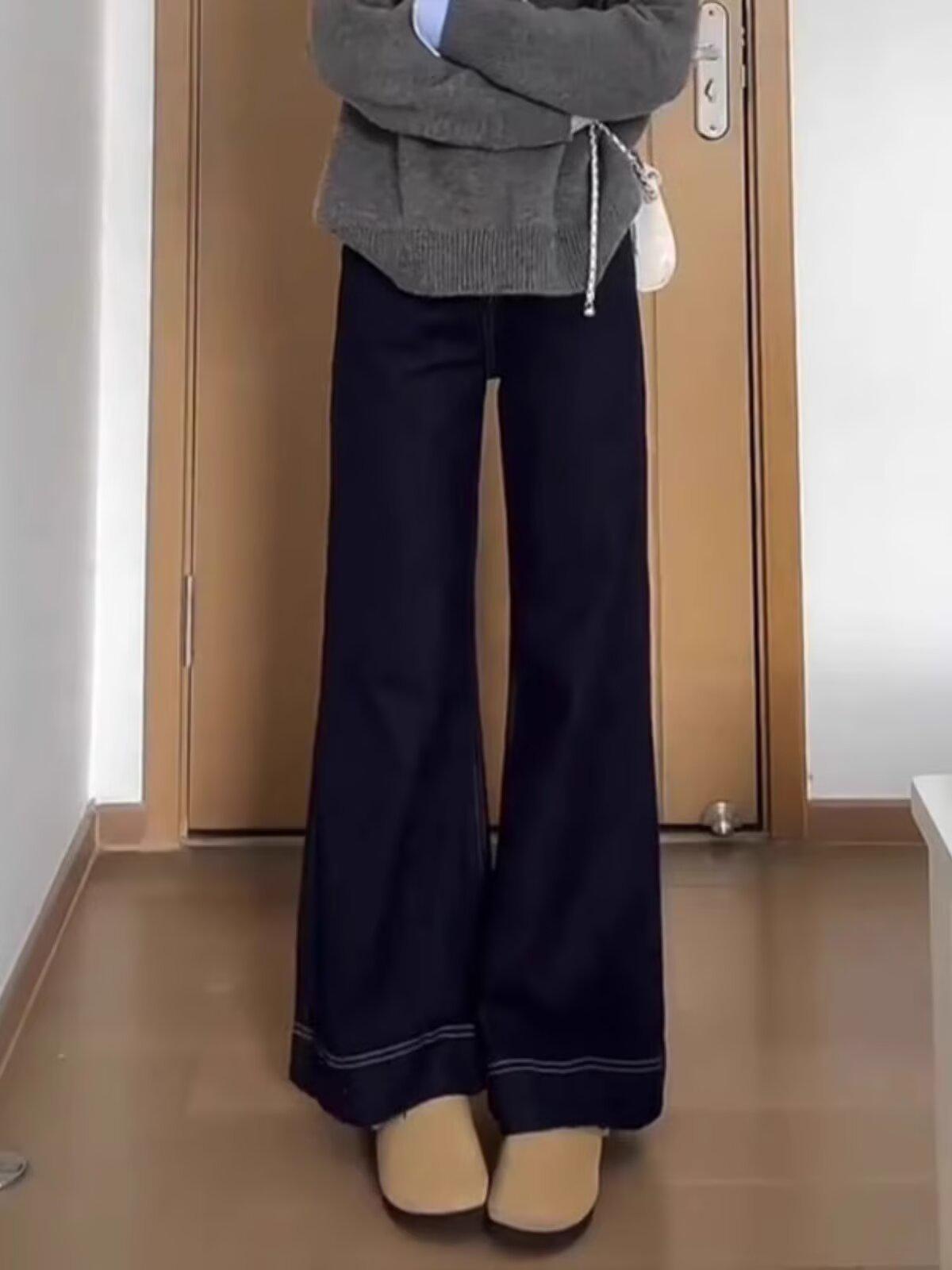 

Женские джинсы клеш на весну/осень 2025 года - Стройнящие, больших размеров, свободного кроя, микро-клеш M