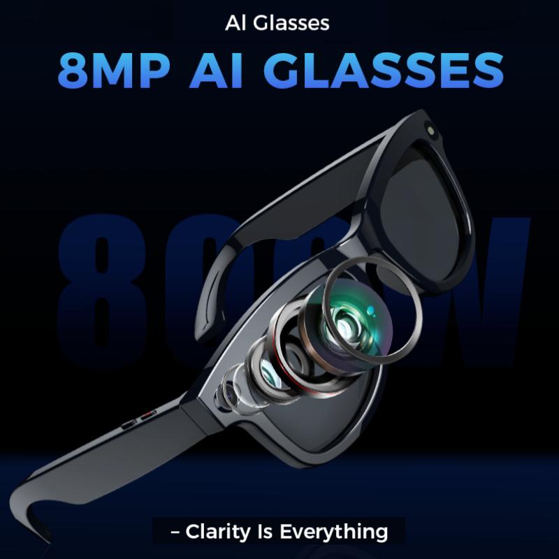 800W Pixel AI Smart Glasses M01Pro with AI Translation, Object Recognition, ChatGPT, Bluetooth Calling & Music