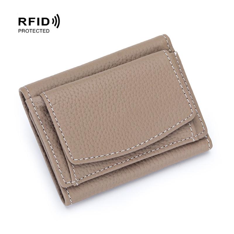 Kompaktowy portfel trójdzielny w stylu japońsko-koreańskim z prawdziwej skóry