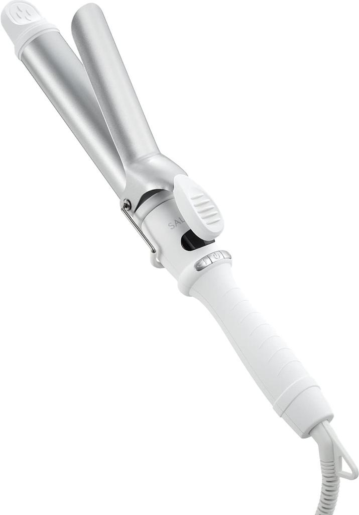 SALONIA Ceramic Curling International Voltage White Iron, 32mm, Compatible, SL-008SW,