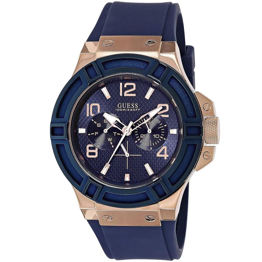 Guess Herren-Quarzuhr mit blauem Silikonarmband - W0247G3