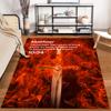 Sword and Flames with Text Design Rug Non-slip Rug Suitable for Living Room and Bedroom Sofas.