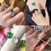 Chic 2024 Summer Fashionable Adjustable Flower Design Natural Jade Ring For Women