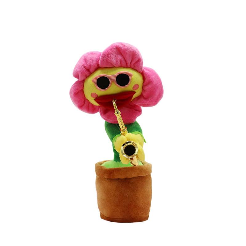 Saxophone Sunflower Plush Toy With Singing And Dancing Functions For Kids Gift