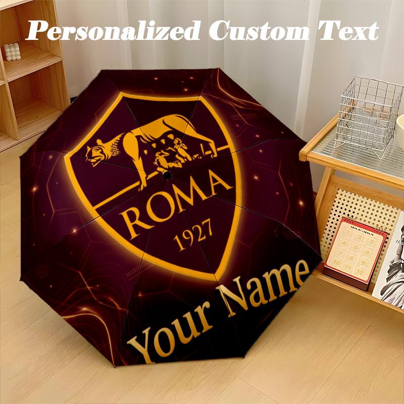 8 Rib Auto Folding Umbrella AS Roma Print Custom Name Text Portable Rain Gear