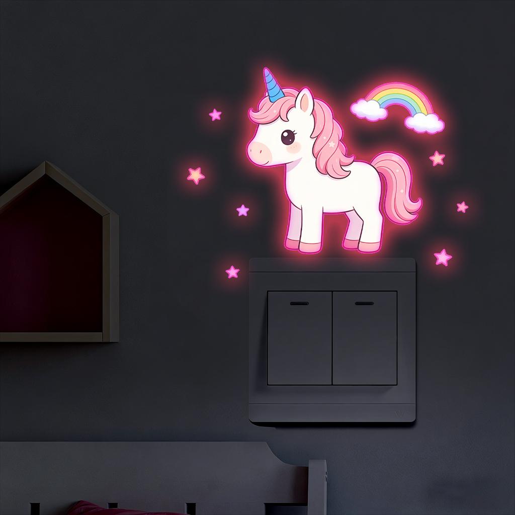 Creative Unicorn Luminous Living Room Bedroom Study Wall Decoration Stickers