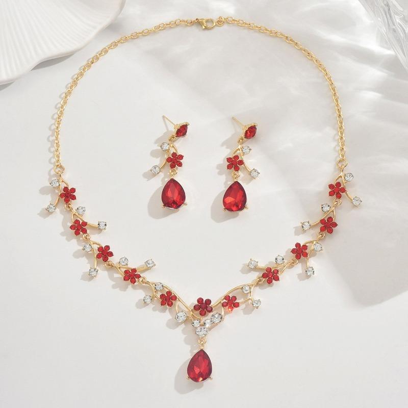 Conjunto de Joias de Colar de Liga com Strass para Mulheres Europeias e Americanas Joias para Banquete de Casamento Nupcial