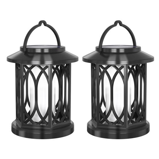 1/2ks Venkovní solární lucerna Závěsná zahradní lampa Teplá záře IP65 Vodotěsná dekorativní zahradní veranda kempingová lucerna na solární pohon