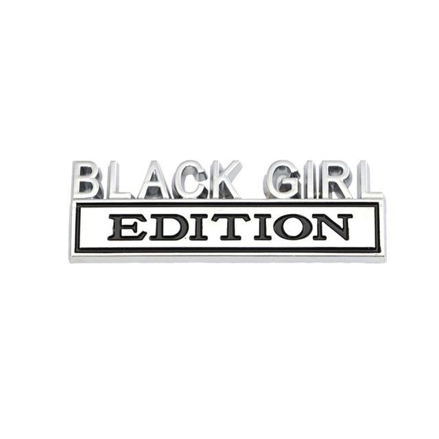 1Pc 3D Metal Black Girl Edition Logo Car Front Grille Emblem Badge Rear Trunk Emblem Sticker Decal