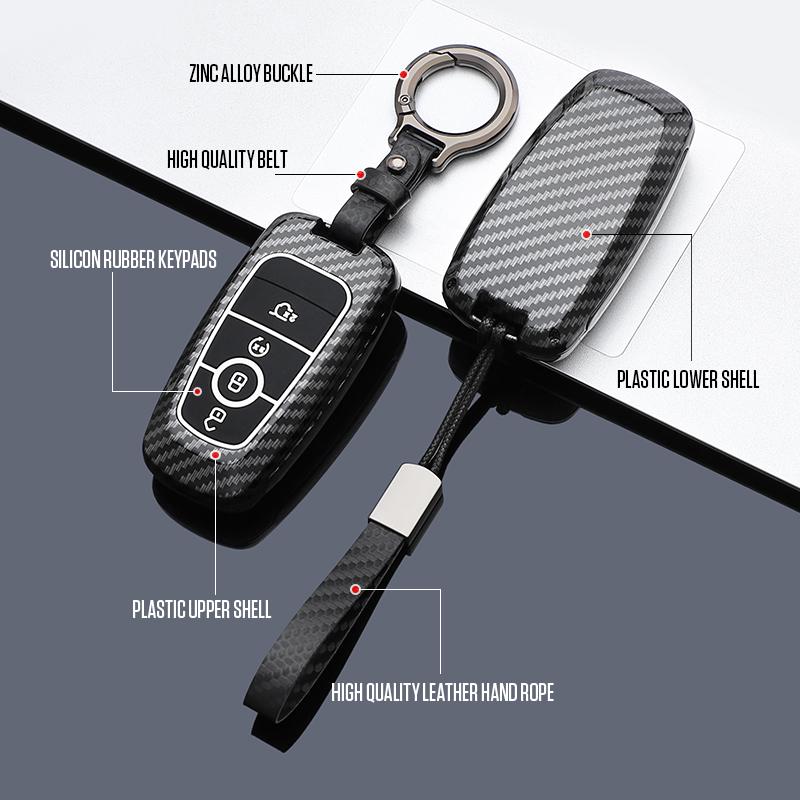 Style Fibre de Carbone ABS Pour Ford Fusion Mondeo Mustang Explorer Edge EcoSport pour Lincoln MKC MKZ MKX Housse de Protection pour Clé de Voiture à Distance