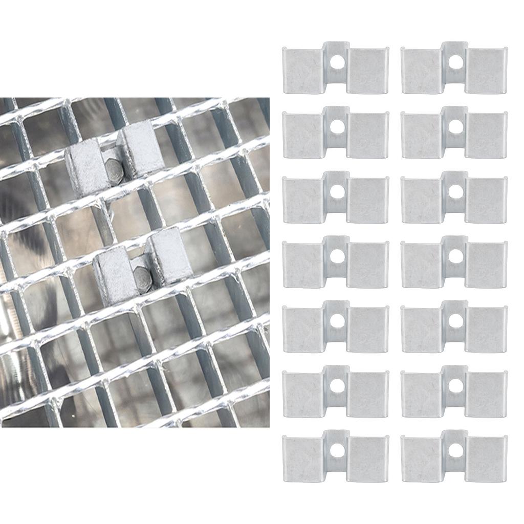 Pack of 25 Galvanized Steel Saddle Clamps for Oval Hole Design Grids, Industrial Floor Drainage Systems, Mezzanines, Walkways, Stair Treads