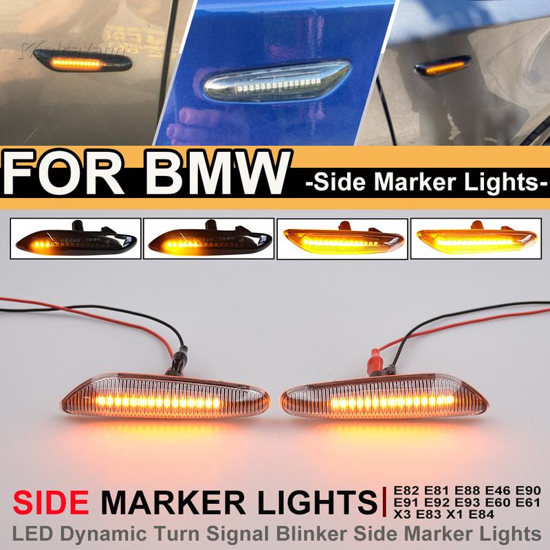 2PCS Dynamic Blinker Side Marker Sequential Turn Signal Light For BMW E60 E61 E90 E91 E87 E81 E83 E84 E88 E92 E93 E82
