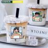 65 Cartoon Ins Style Text Graffiti Stickers Decorative Milk Tea Cup Coffee Cup Transparent Cold Drink Guitar Waterproof Stickers