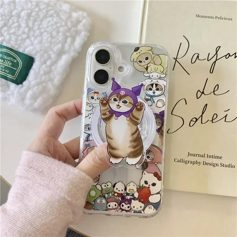 INS Korea Cute Character Cat Pop-socket Phone Griptok Holder For IPhone 17 Pro Max Samsung S26 Magnetic Foldable Stand Bracket