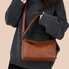 Modische Schultertasche aus Kunstleder, Damen Handtasche in Unifarbe, Retro Schultertasche, Umhängetasche mit mehreren Fächern, geeignet für den täglichen Gebrauch und zum Einkaufen