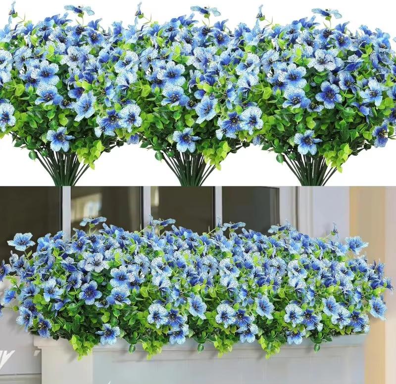 

6/12Pcs Artificial Flowers Plants Violet Eucalyptus Wedding Wreath Decor Home Room Outdoor Garden Yard Bonsai Festival Party Diy 6 pcs