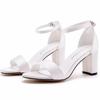 Quality Women Sandals Female Fashion Silk 7CM Square Heel Buckle Strap Cover Heel Bridal Wedding Shoe Evening Dress Pumps