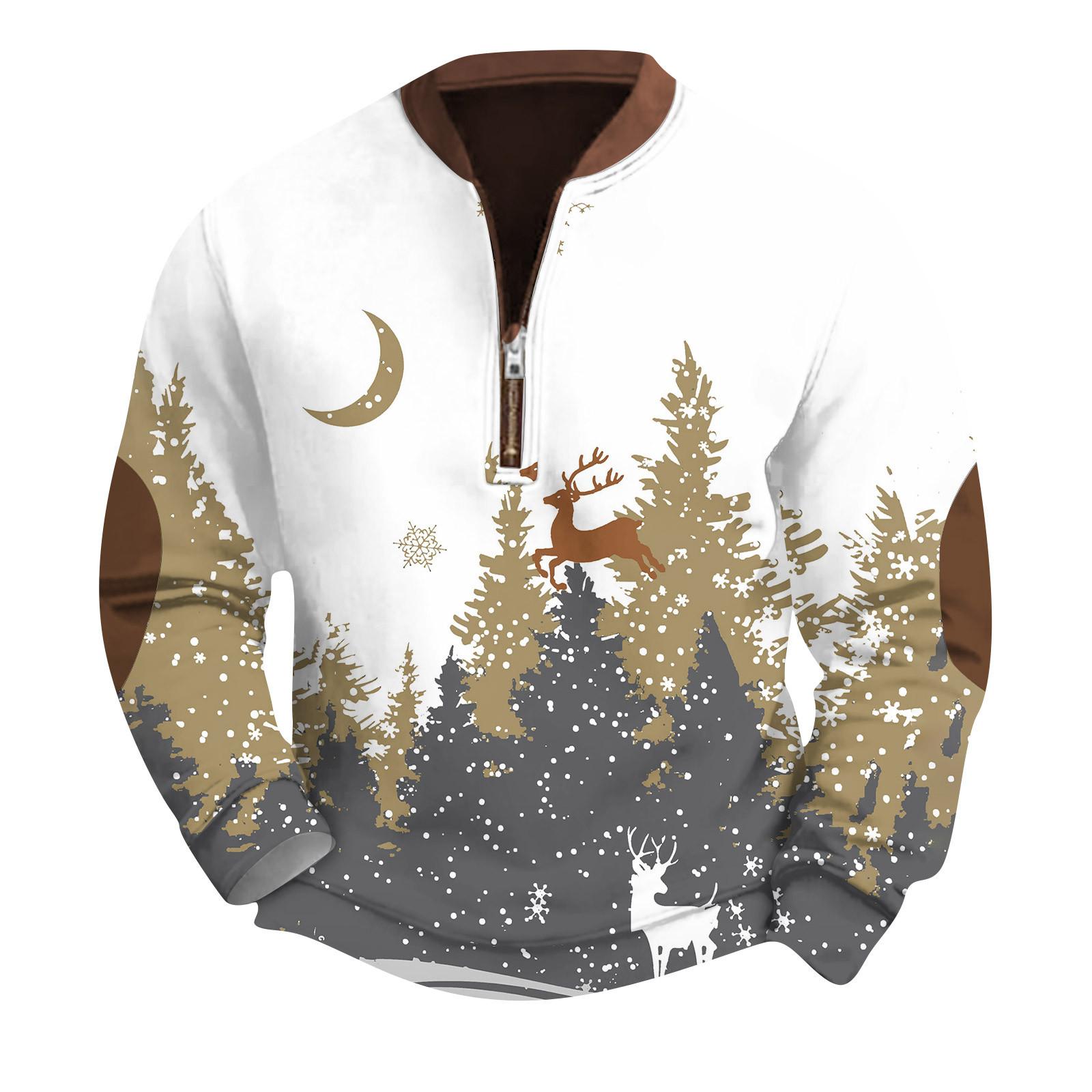 

Men S Retro Casual Zipper Sweatshirt Fashionable Printed Sports Pullover XXL