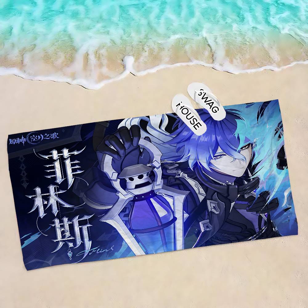 Genshin Impact Flins Big Microfiber Beach Towels Quick Dry Towel Sand Beach Towels Pool Towel for Travel Swim Pool Yoga