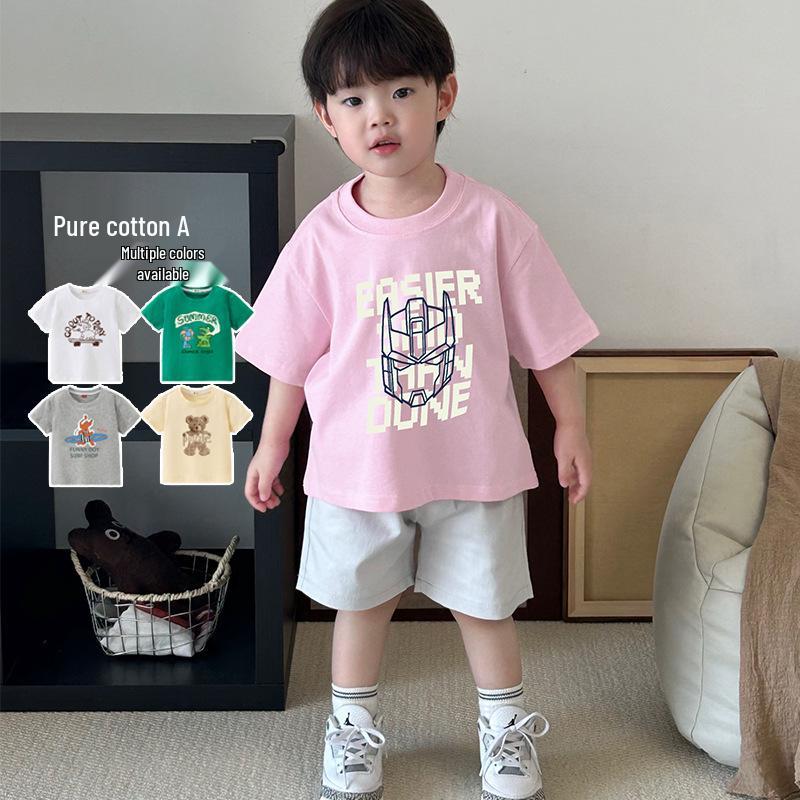 

Boys Pure Cotton Summer Short-Sleeve T-Shirt (2025 New Style) 130 cm