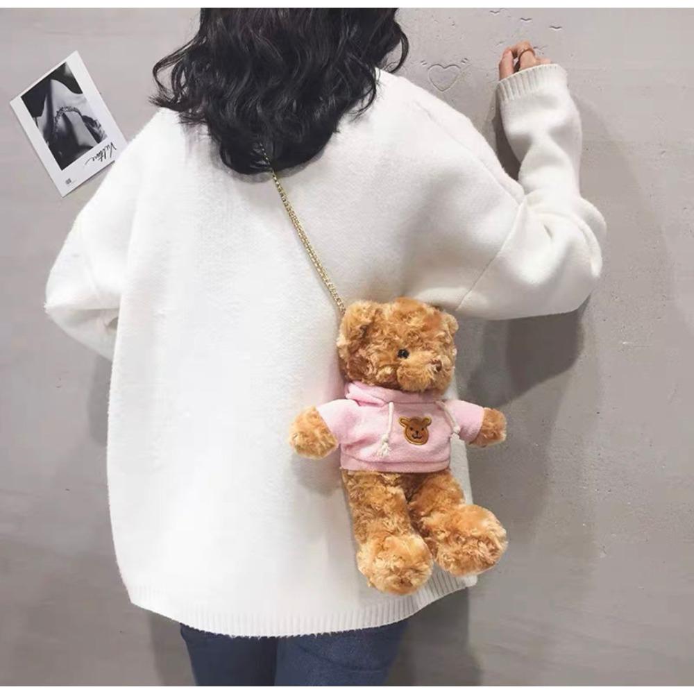 Bear Bag Plush Sweater White Bear Doll Ragdoll Girl Oblique Straddle Bag Creativity