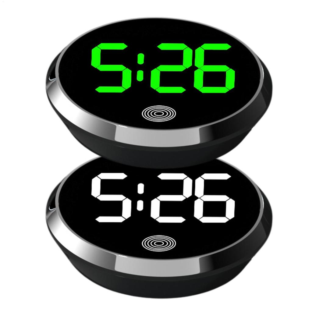 Fashionable car mounted LED electronic meter with circular alloy touch glow in the dark creative digital clock