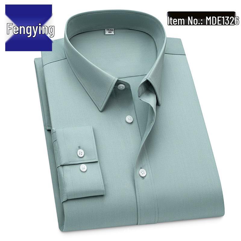 Modal Men's Iron-Free Green Long Sleeve Casual Business Shirt