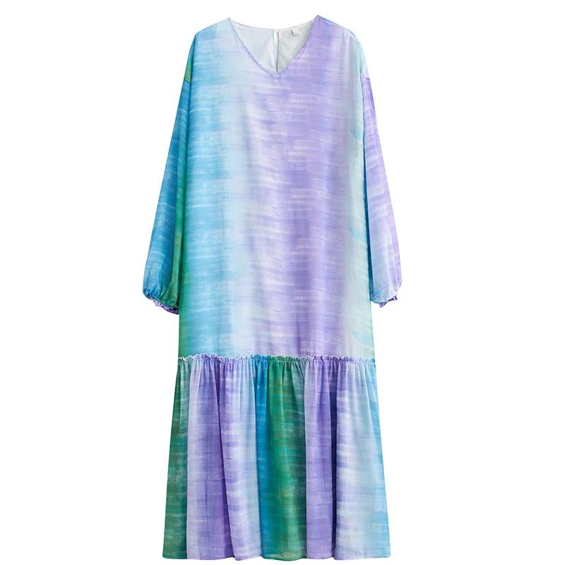 

XITAO Платье-пуловер с V-образным вырезом в стиле пэчворк ZY8911 One Size фиолетовый