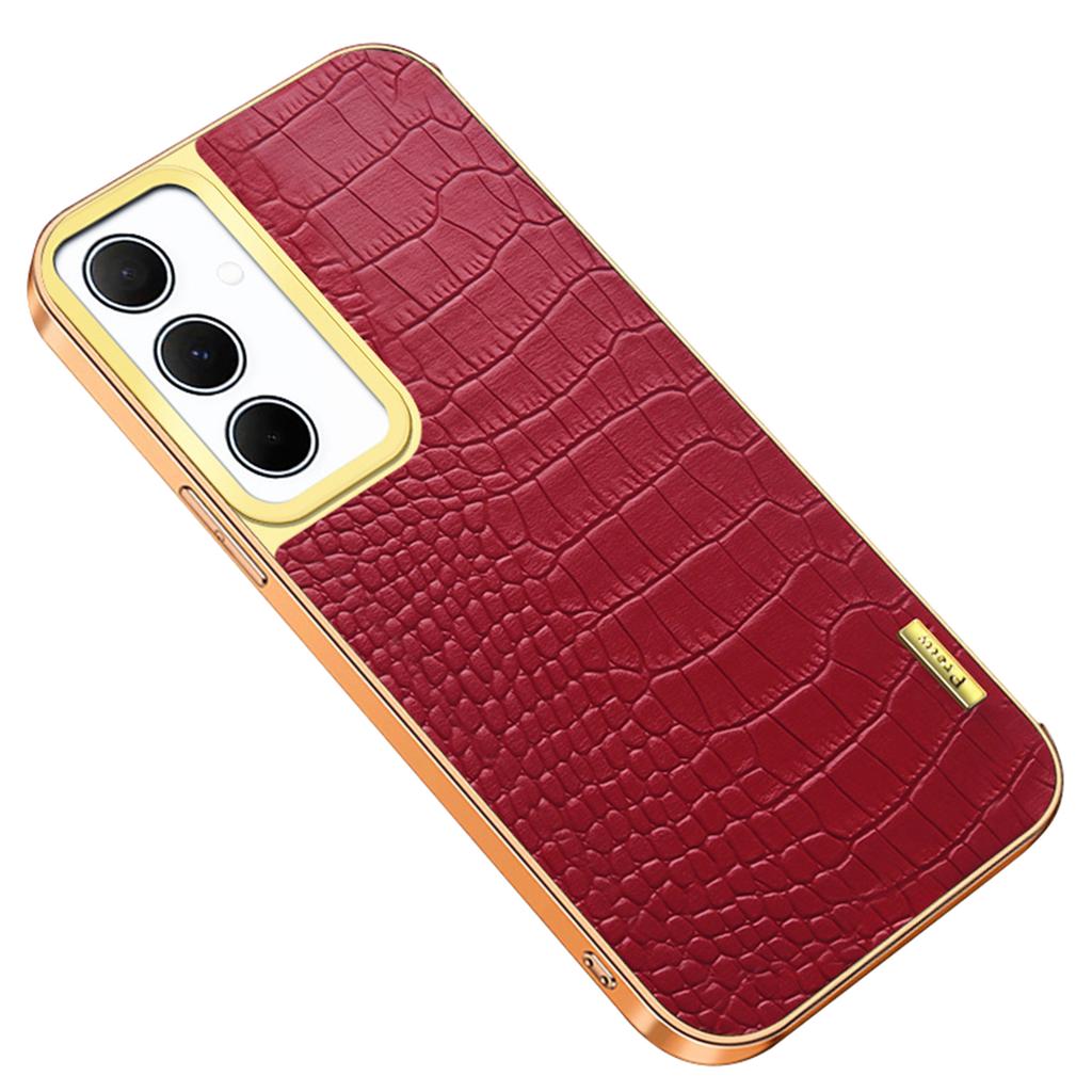 Für Samsung Galaxy A35 5G Hülle 6D Galvanik Smartphone Krokodil Textur Cover