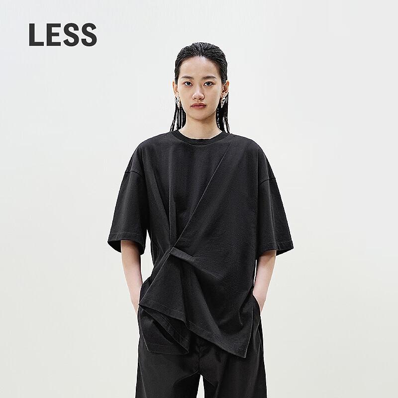 LESS 2025 Summer Round Neck Cotton T-Shirt XS