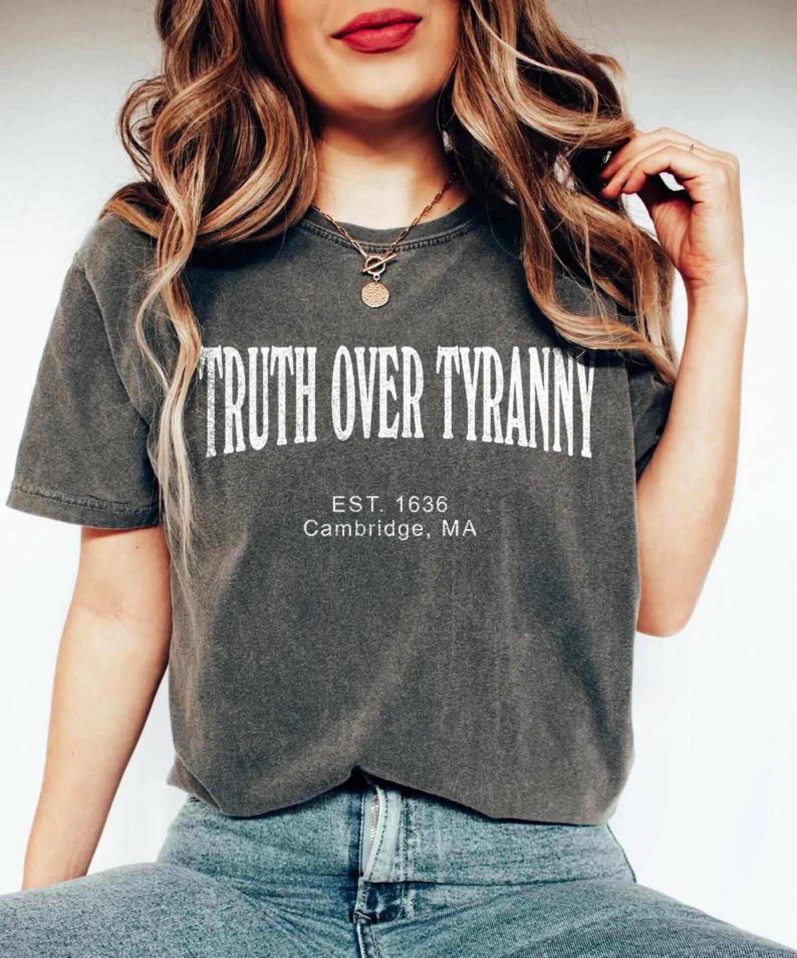 Truth Over Tyranny - Unisex Tee - Protect Higher Education Academic Independence Shirt, 90s - 2000s Style Activist Slogan T-Shirt L