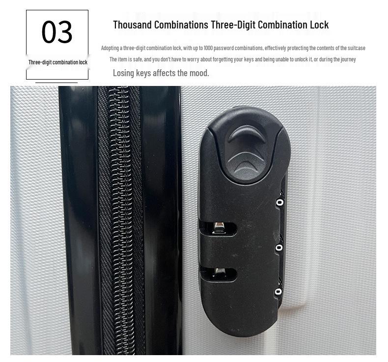 20-inch ABS Trolley Case with External Combination Lock - Zipper Suitcase, Three-Piece Set Luggage Bag in Stock