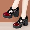 10cm Kleine Größe 32-42 Tiefer Ausschnitt Glattes Leder Mary Janes Damen Plateau Pumps 2025 Herbst Block Hohe Absätze Schuhe Büro Modell