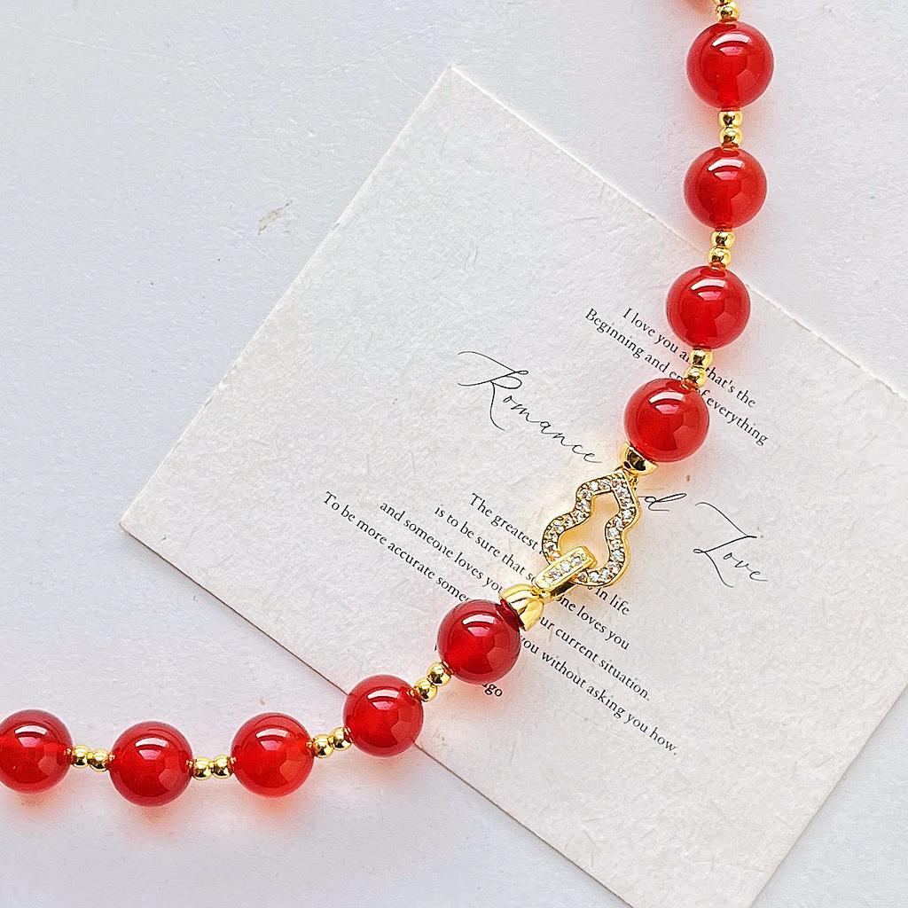 7A Style Retro Natural High Quality Pigeon Blood Red Carnelian Agate Design Sense Clavicle Chain Necklace Fidelity