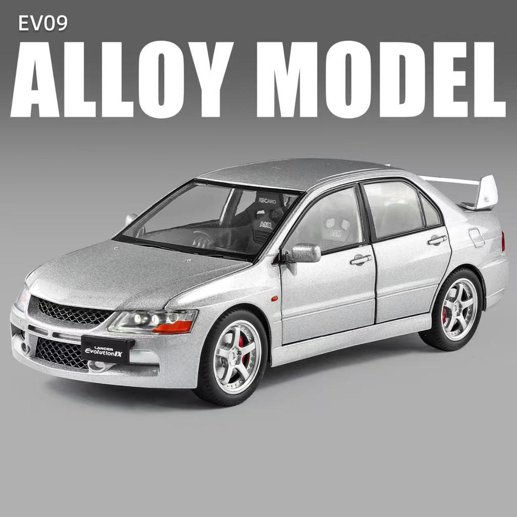 1/24 Mitsubishis Lancer Evolution Alloy Sports Car Model Diecasts Metal Racing Vehicles Car Model Sound and Light Kids Toys Gift