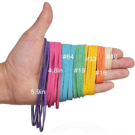 Rubber Bands Assorted Size Multicolor 0.5lb Elastic Bands for School Home Office Supplies Size#10,Size#16,Size#19,Size#33,Size#64,Size#